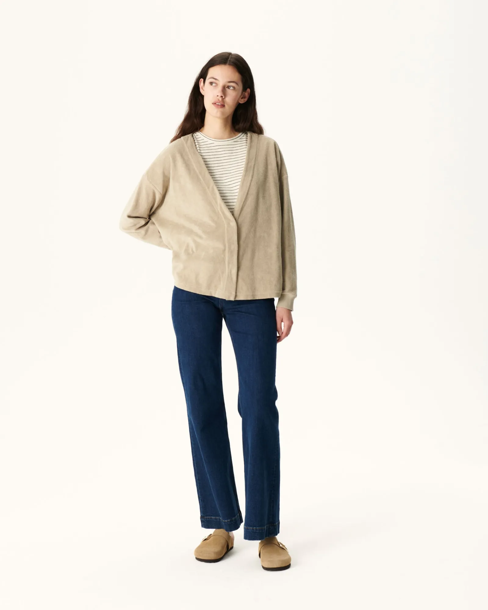 Cardigan Eponge A Manches Longues Beige Pamplona*JOTT Fashion