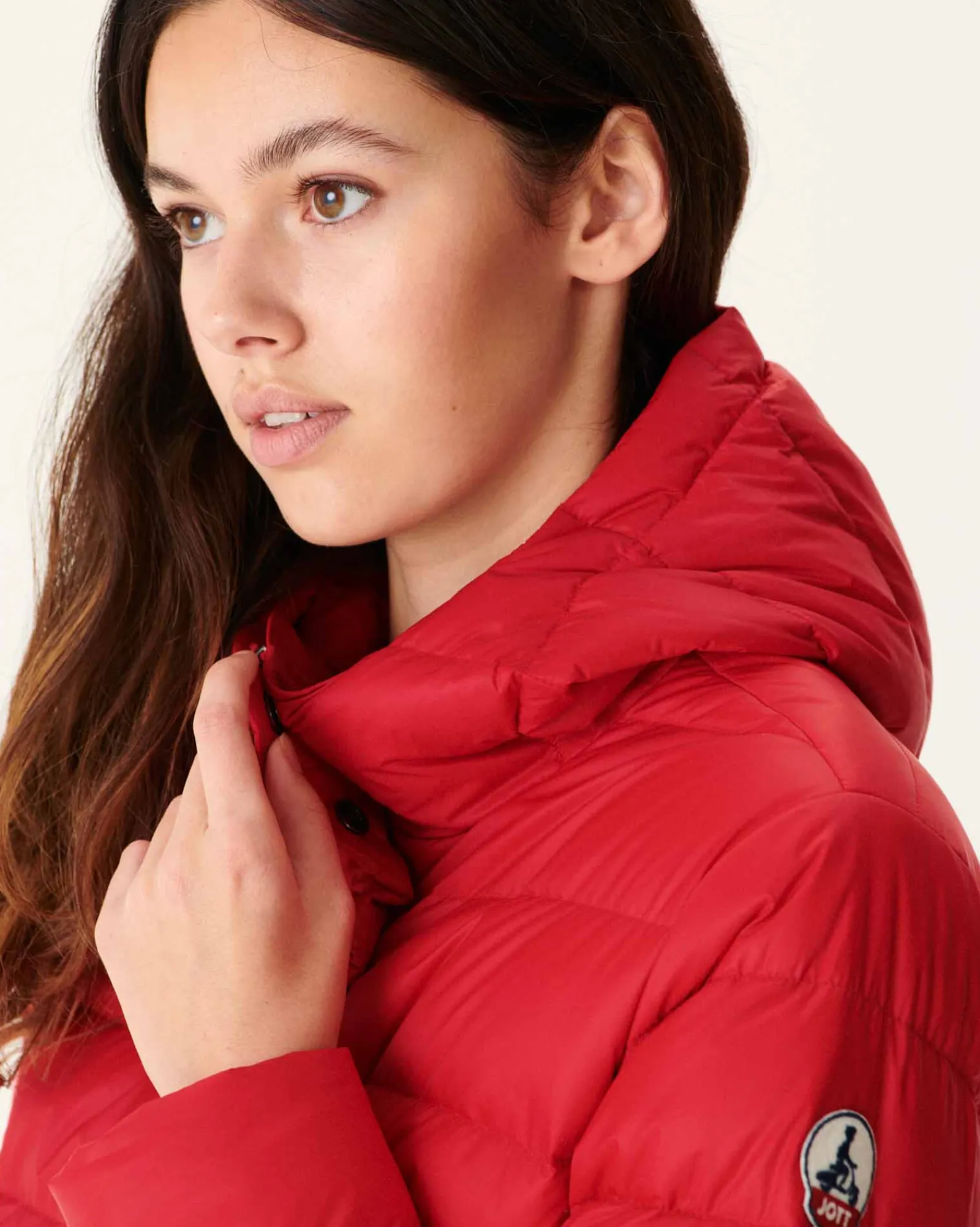 Doudoune Droite A Capuche Rouge Jane*JOTT Fashion