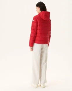 Doudoune Droite A Capuche Rouge Jane*JOTT Fashion