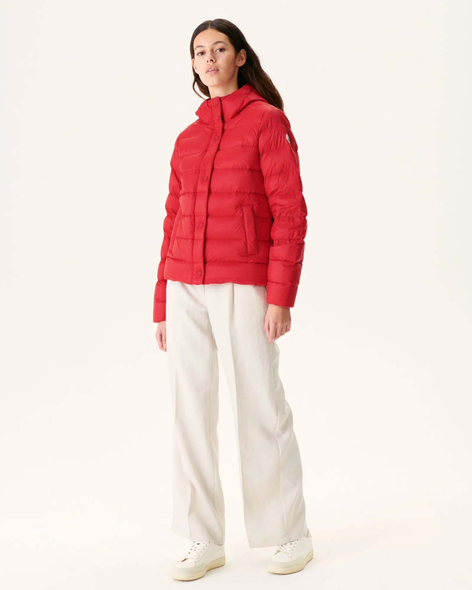 Doudoune Droite A Capuche Rouge Jane*JOTT Fashion