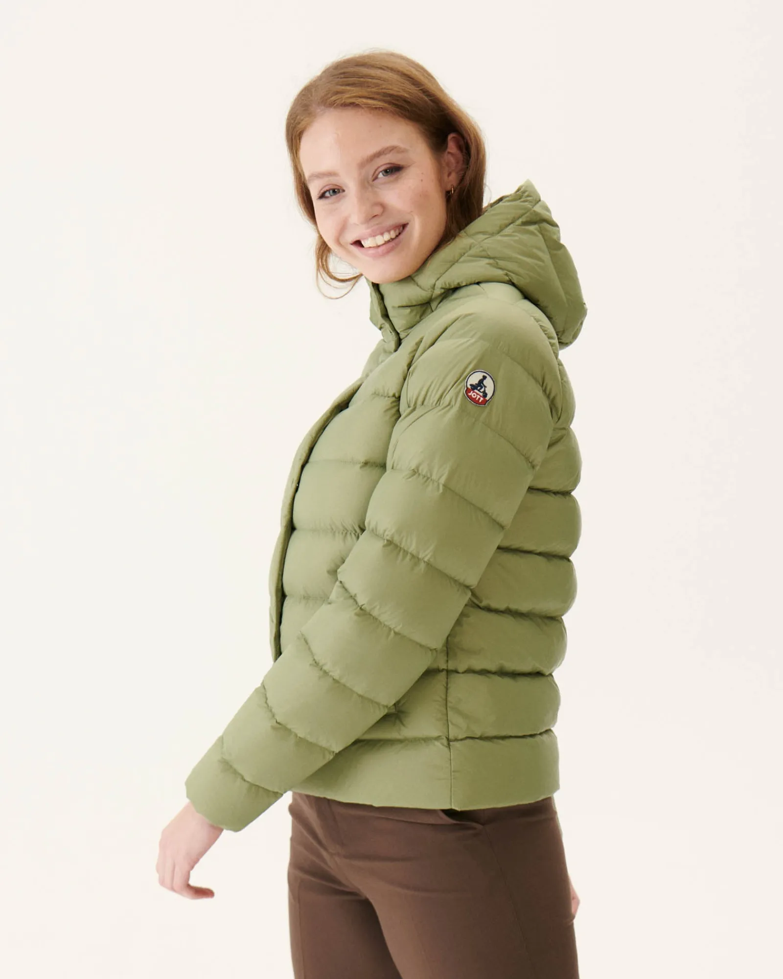 Doudoune Droite A Capuche Kaki Clair Jane*JOTT Fashion
