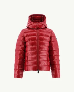 Doudoune Laquee A Capuche Enfant Grand Froid Rouge Opale*JOTT New