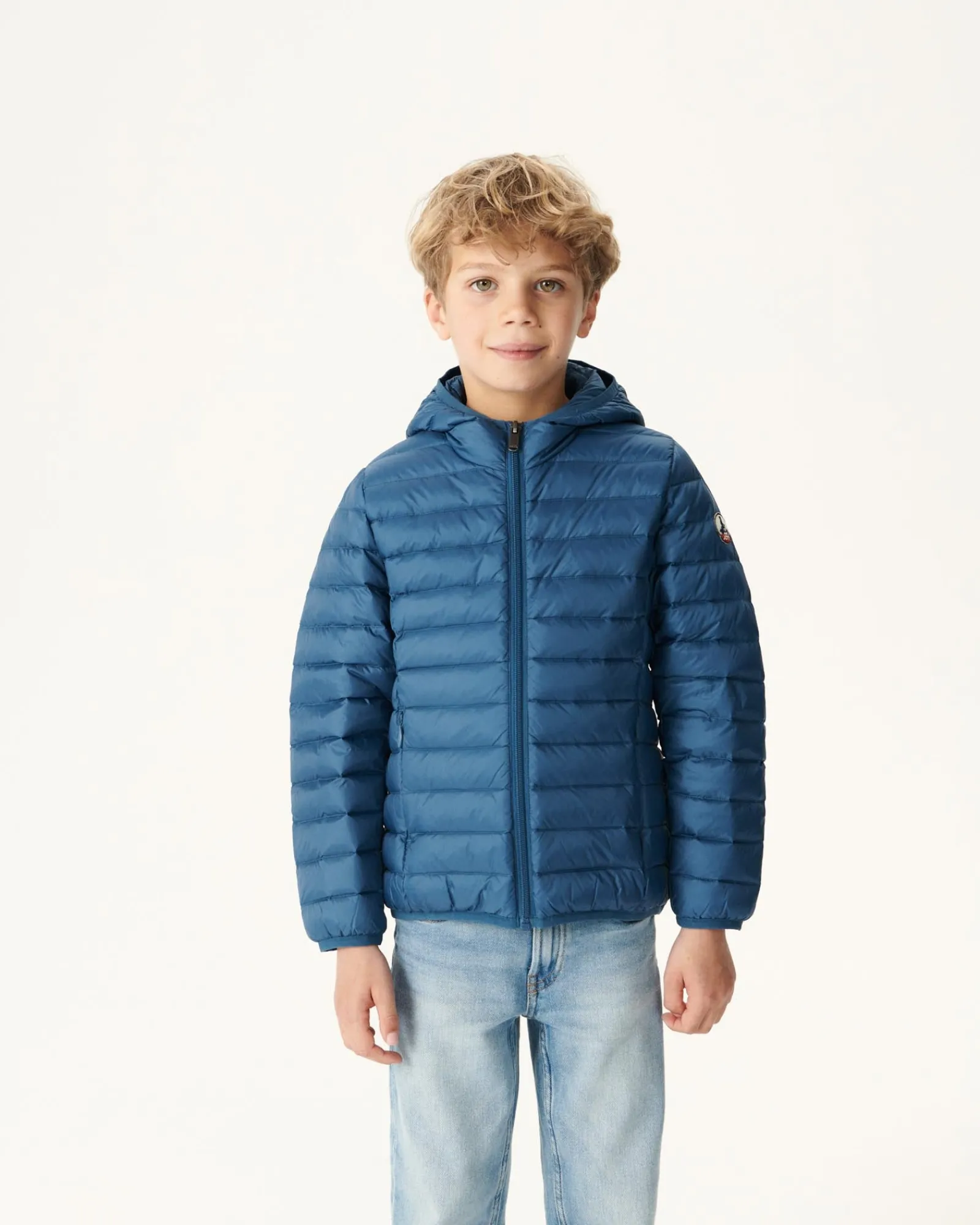 Doudoune Legere A Capuche Enfant Bleu Jeans Hugo*JOTT Clearance