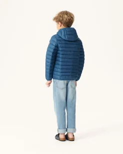Doudoune Legere A Capuche Enfant Bleu Jeans Hugo*JOTT Clearance