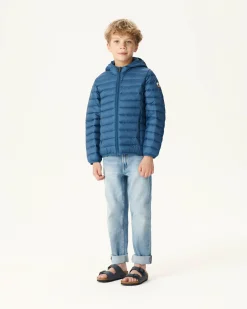 Doudoune Legere A Capuche Enfant Bleu Jeans Hugo*JOTT Clearance