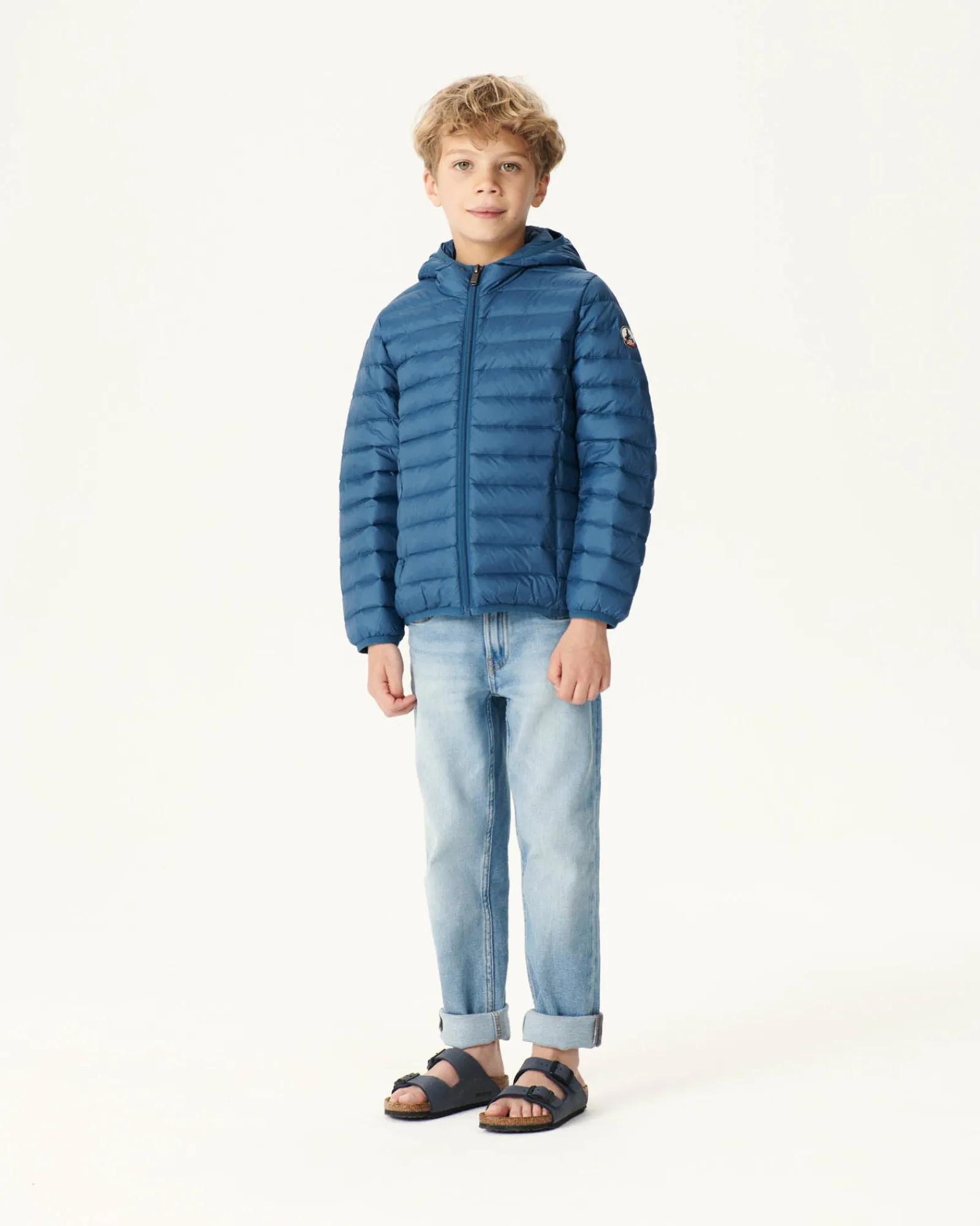 Doudoune Legere A Capuche Enfant Bleu Jeans Hugo*JOTT Clearance