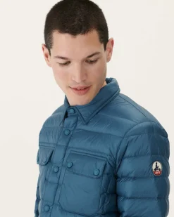 Doudoune Legere Col Chemise Bleu Jeans Cris*JOTT New