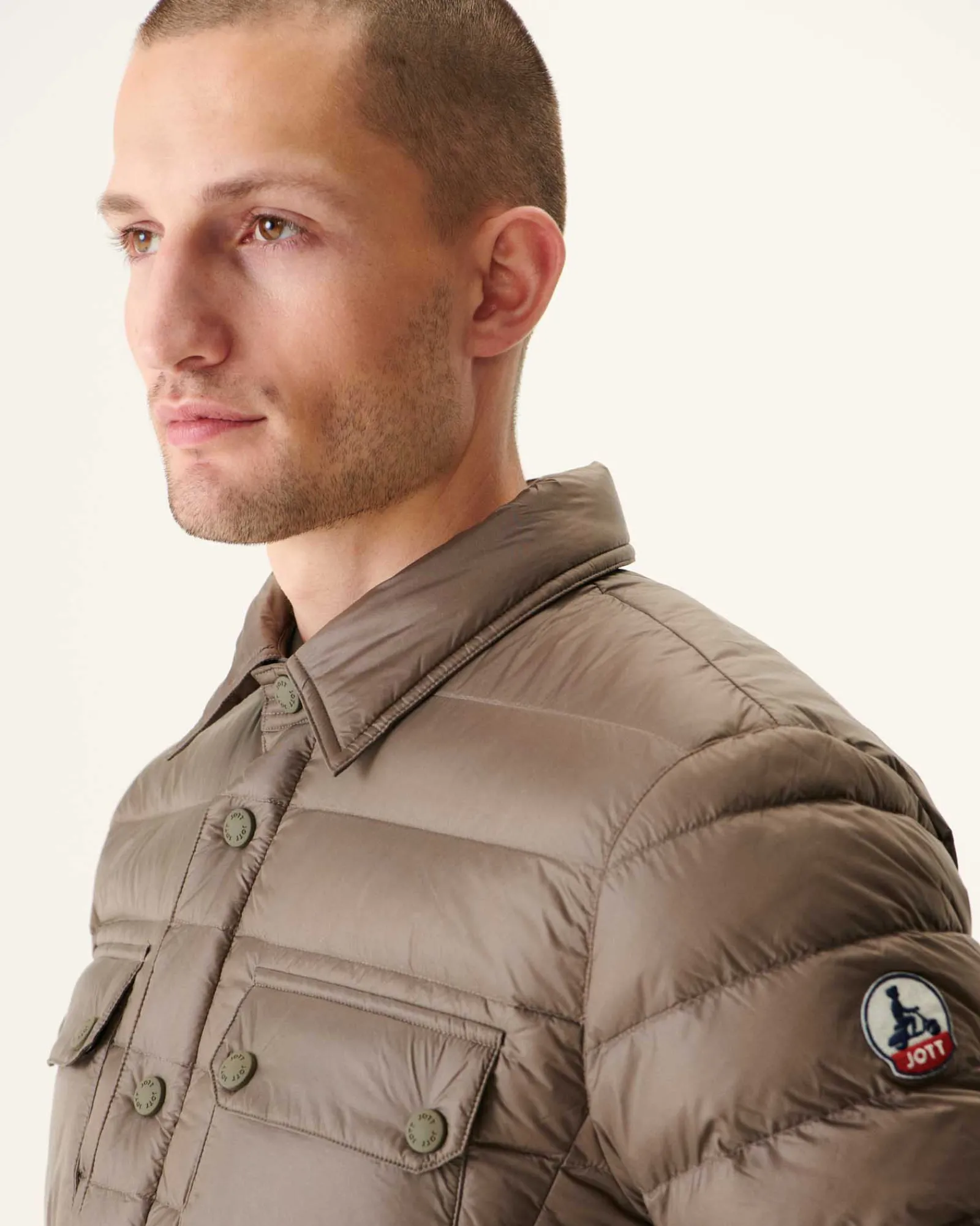 Doudoune Legere Col Chemise Taupe Cris*JOTT Sale