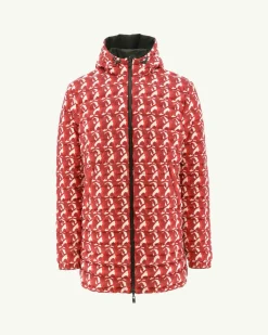 Doudoune Longue Reversible A Capuche Army/Monogram Rouge Vif Amsterdam*JOTT Cheap