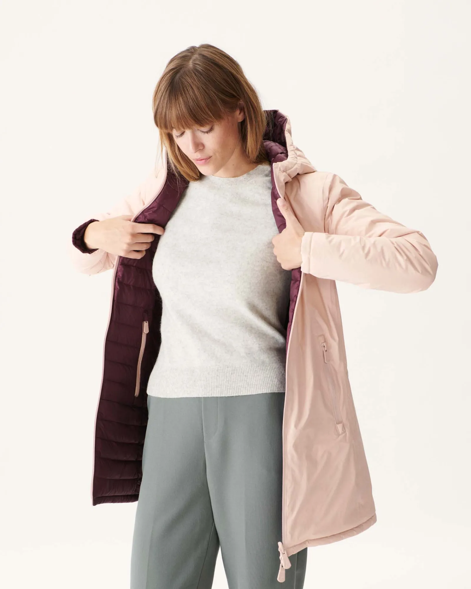Doudoune Reversible Rose Pale/Aubergine Moscou*JOTT Best