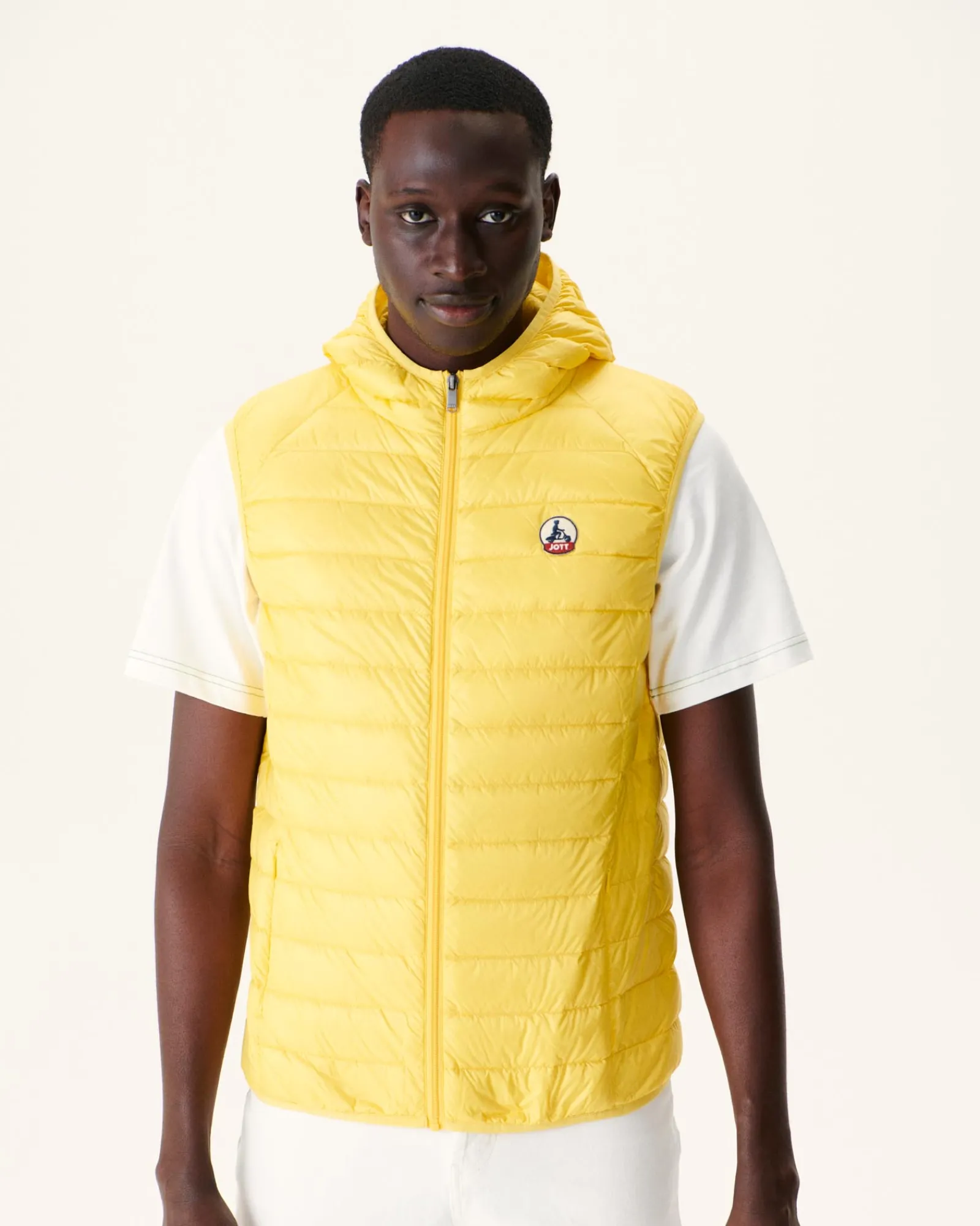 Doudoune Sans Manches A Capuche Jaune Clair Pat*JOTT Best Sale