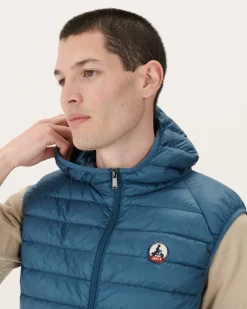 Doudoune Sans Manches A Capuche Bleu Jeans Pat*JOTT Cheap