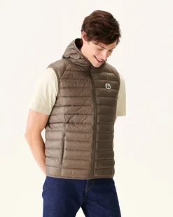 Doudoune Sans Manches A Capuche Taupe Pat*JOTT Flash Sale