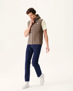 Doudoune Sans Manches A Capuche Taupe Pat*JOTT Flash Sale