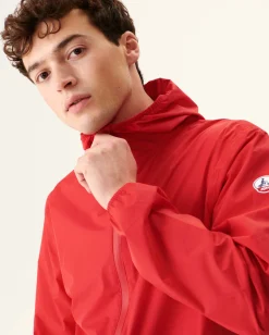 Impermeable A Capuche Paquetable Rouge Vif Manille*JOTT Clearance