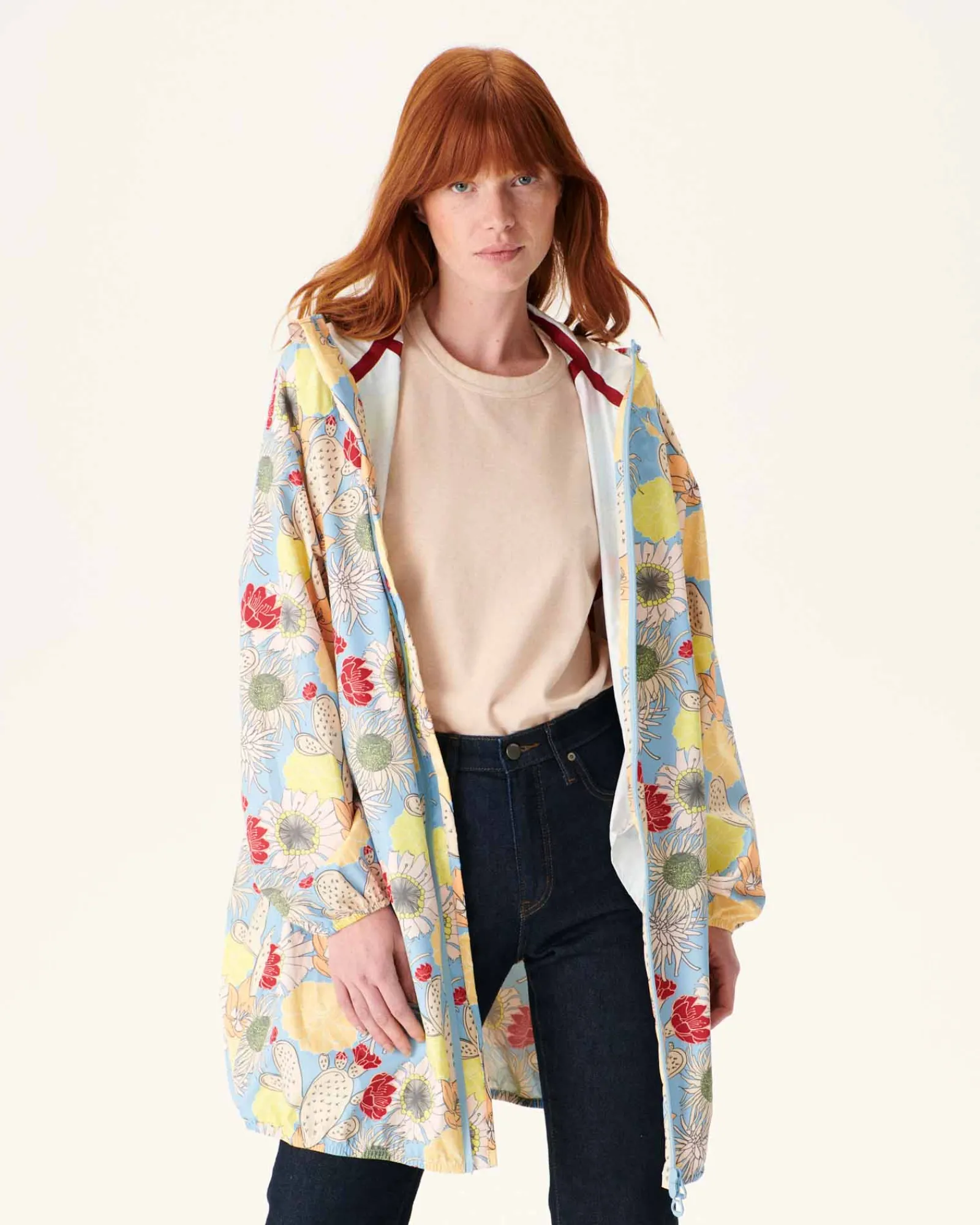 Impermeable Long A Capuche Bohemian Bleu Clair Copenhagen*JOTT Hot