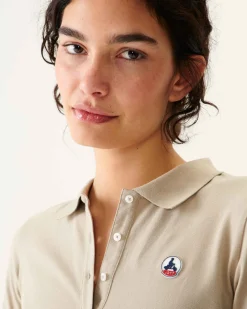 Polo Femme En Coton Biologique Beige Franca*JOTT Fashion