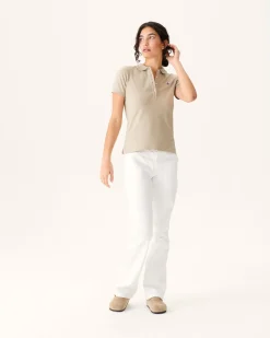 Polo Femme En Coton Biologique Beige Franca*JOTT Fashion