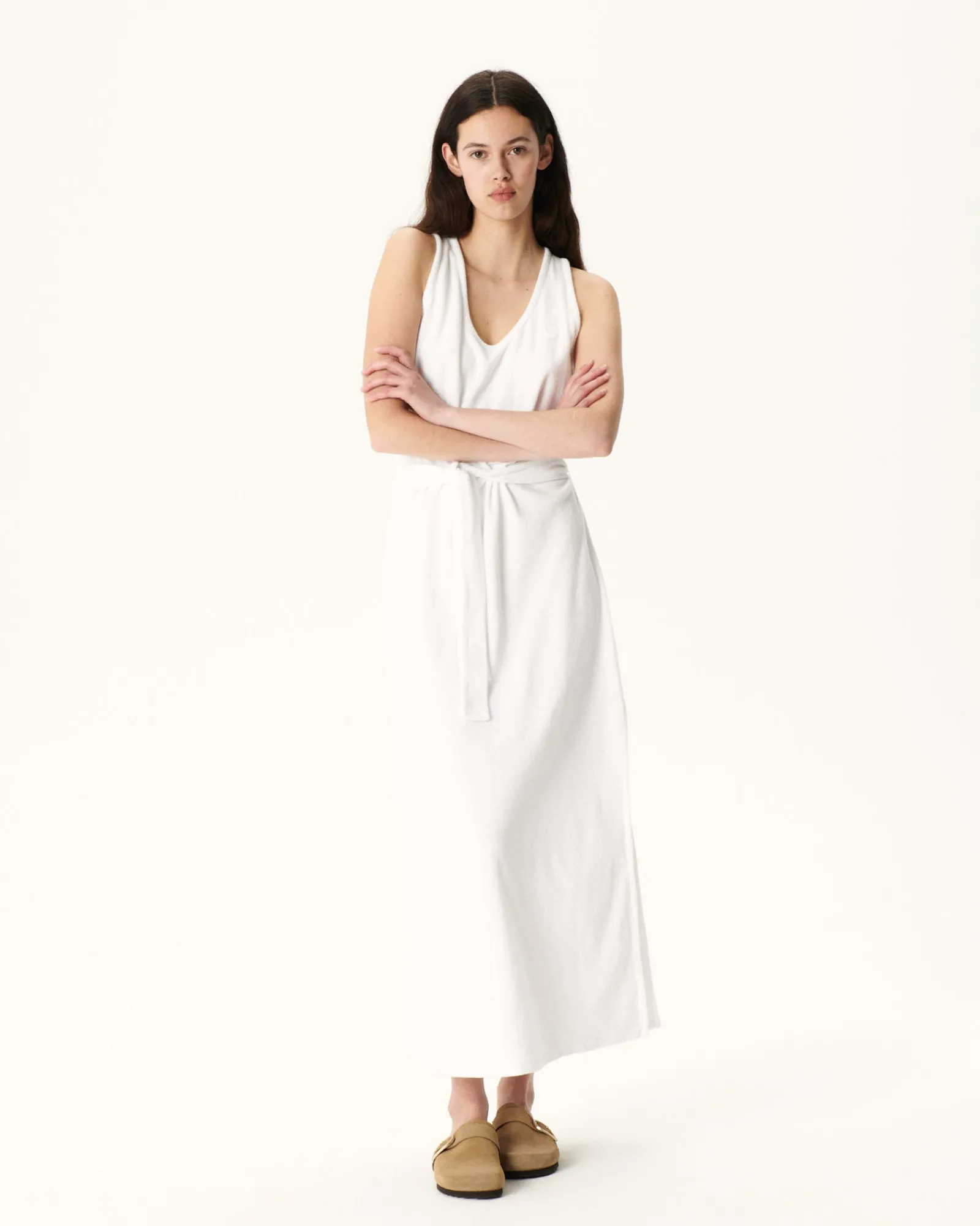 Robe Longue Ceinturee Eponge Blanc Ibiza*JOTT Fashion