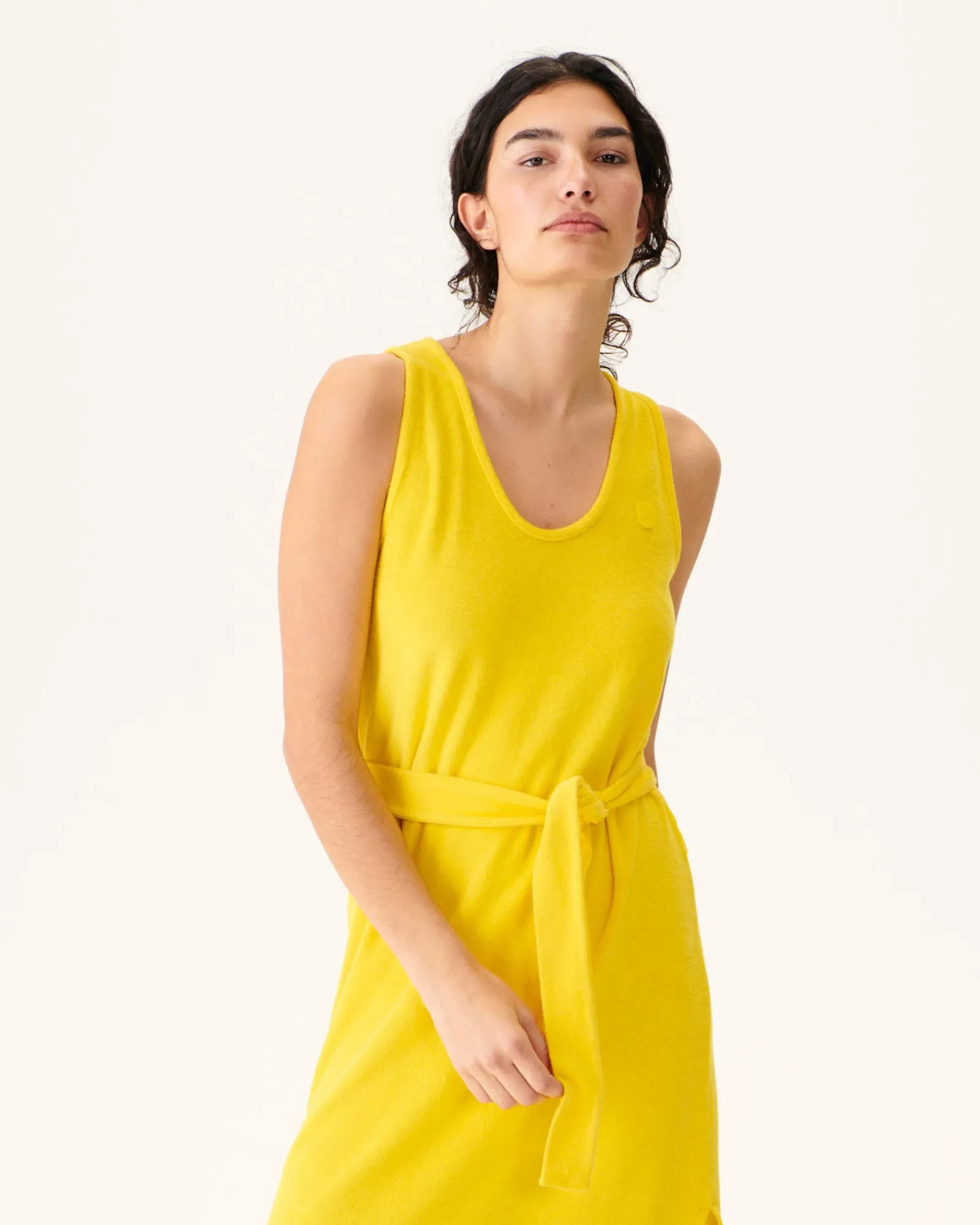Robe Longue Ceinturee Eponge Citron Ibiza*JOTT Cheap