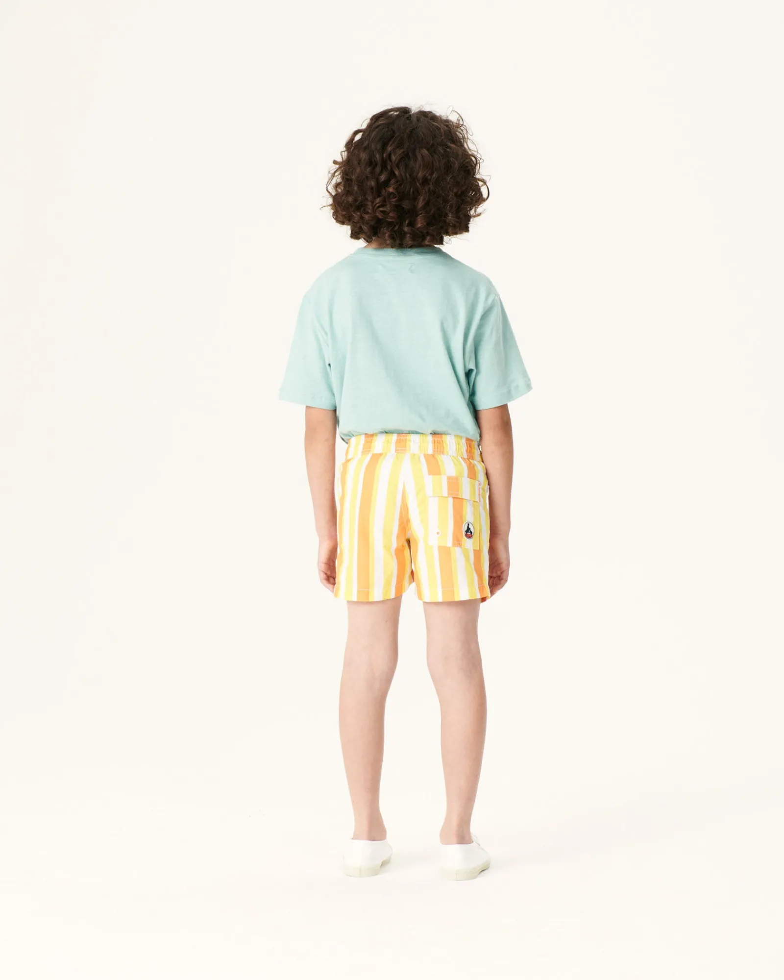 Short De Bain Rayure Abricot/Citron Enfant Cassis*JOTT Discount