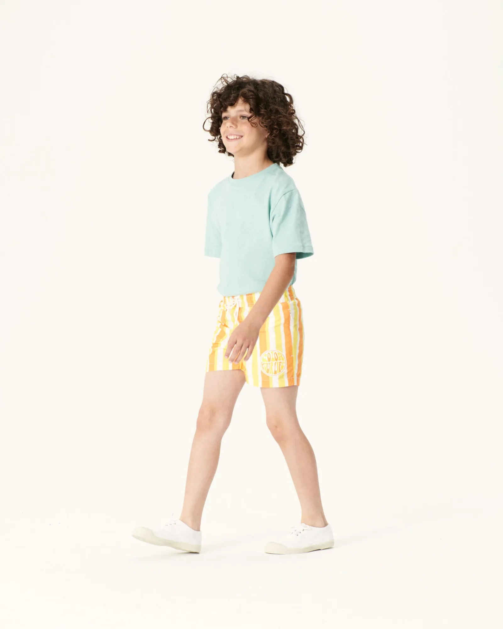 Short De Bain Rayure Abricot/Citron Enfant Cassis*JOTT Discount