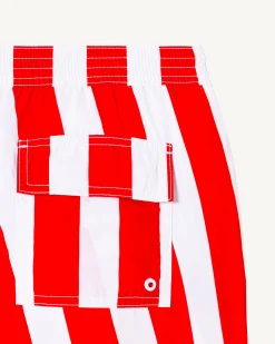 Short De Bain Rayure Rouge Vif/Blanc Dov*JOTT Discount