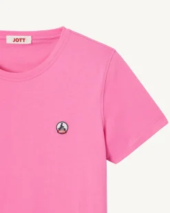 T-Shirt A Col Rond Femme En Coton Biologique Rose Intense Rosas*JOTT Cheap