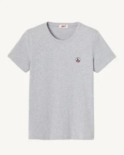 T-Shirt A Col Rond Femme En Coton Biologique Gris Chine Rosas*JOTT New