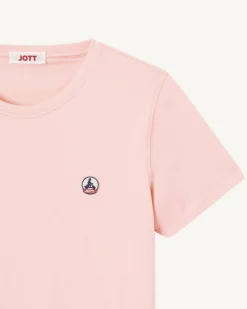 T-Shirt A Col Rond Femme En Coton Biologique Rose Clair Rosas*JOTT Best