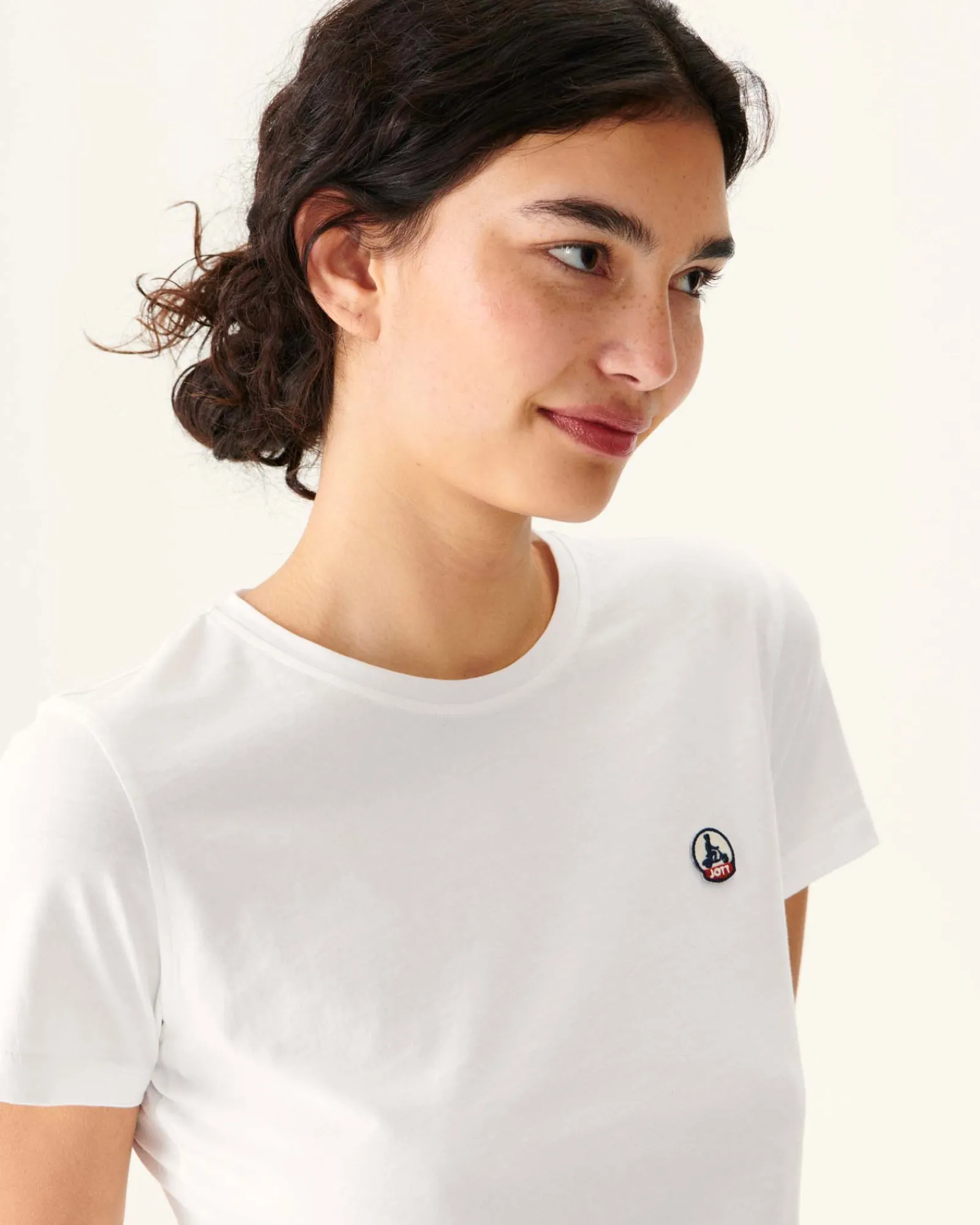 T-Shirt A Col Rond Femme En Coton Biologique Blanc Rosas*JOTT Fashion