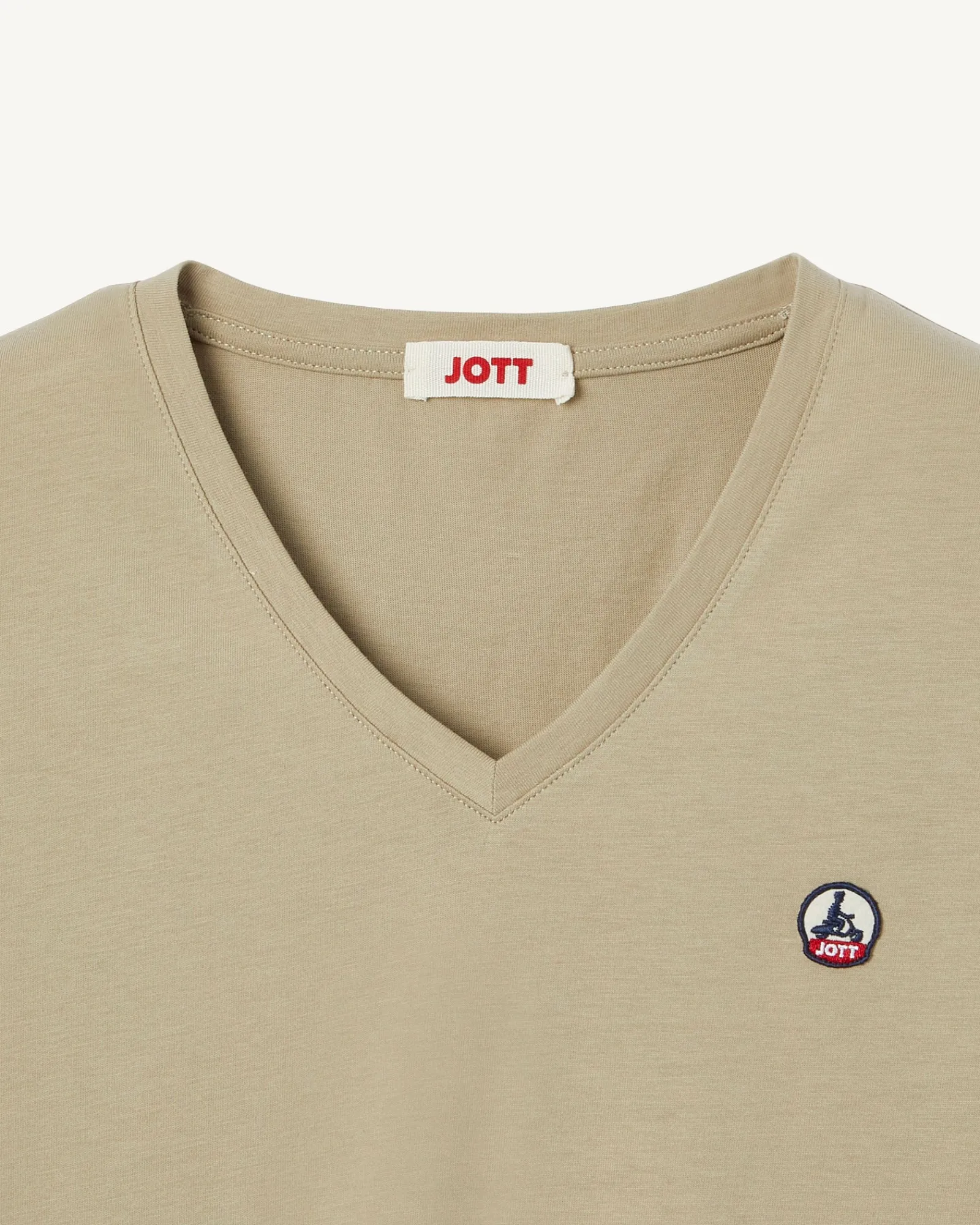 T-Shirt Uni Col V Femme En Coton Biologique Beige Cancun*JOTT New