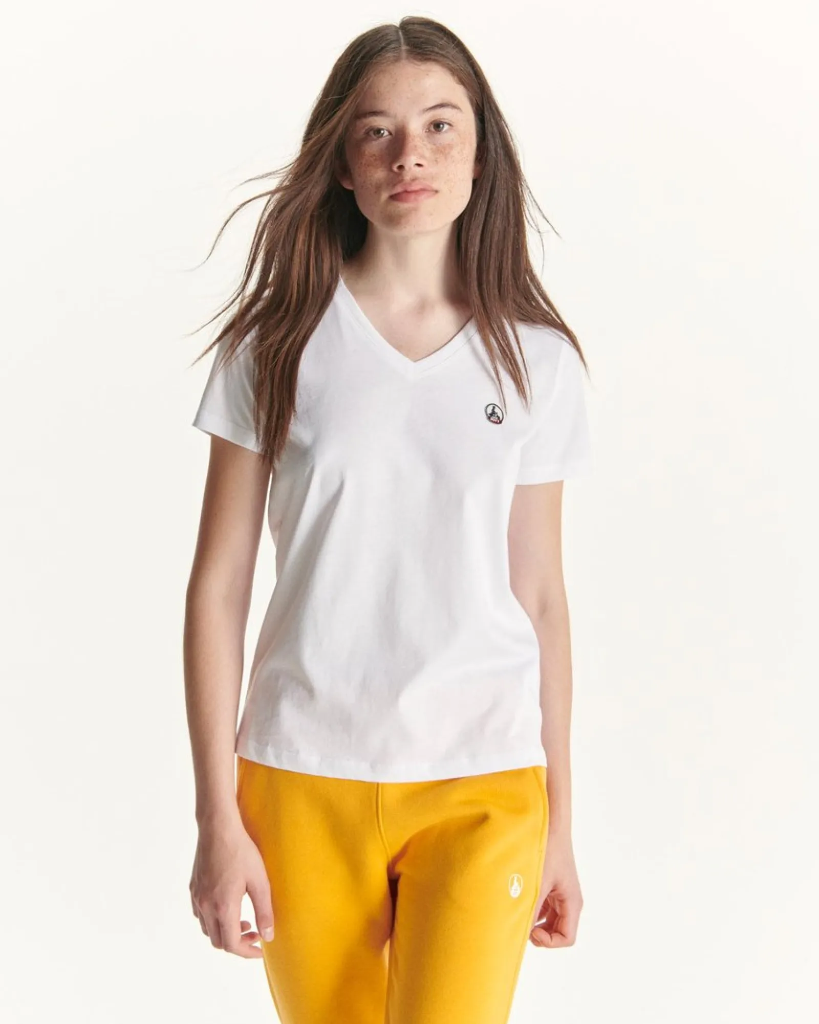T-Shirt Uni Col V Femme En Coton Biologique Blanc Cancun*JOTT New